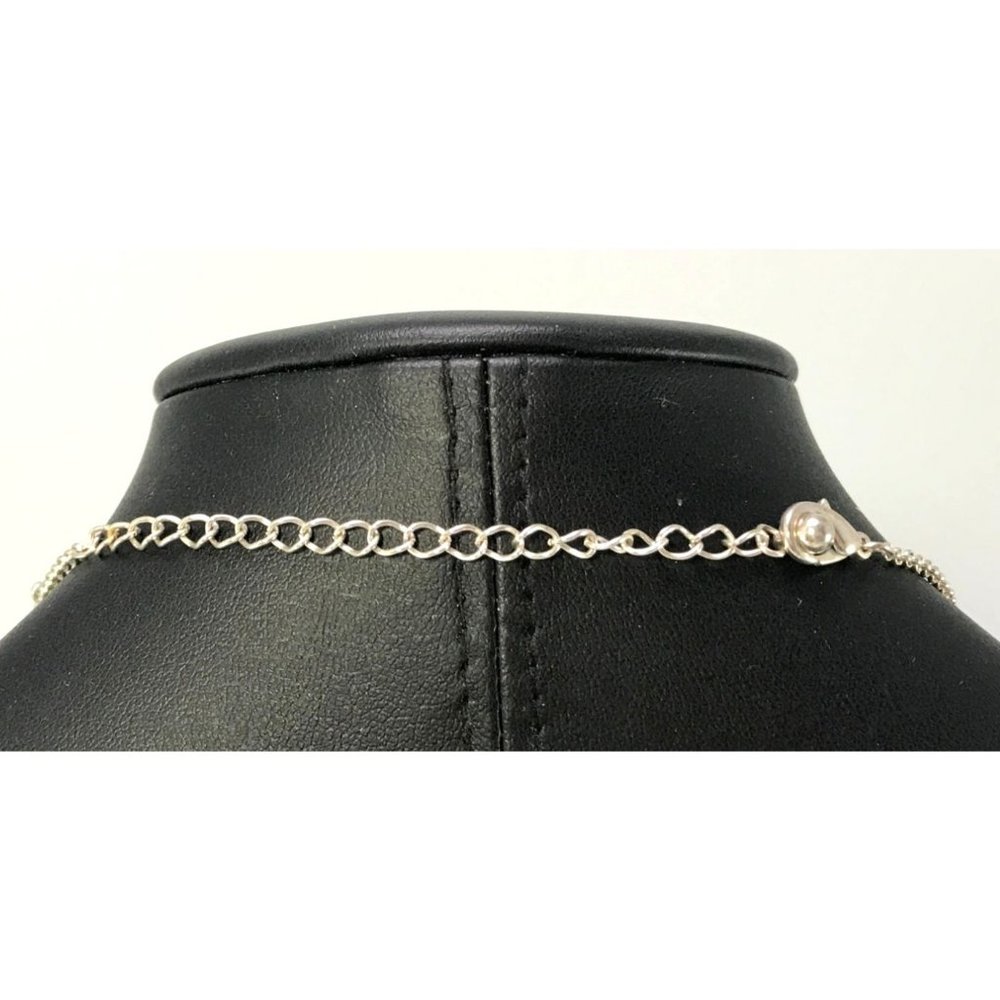 Silver Tone Cluster Fringe Y-Drop Necklace Faux Blue Coral n Pearls Real Shells - Picture 6 of 6